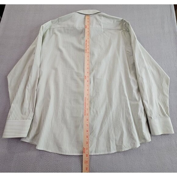 Linea Uomo Shirt Men's 3X Green Stripe Modern Fit Long Sleeve Button Up EUC LN - Picture 9 of 14